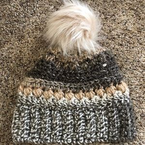 Handmade Crochet Hat with Poof